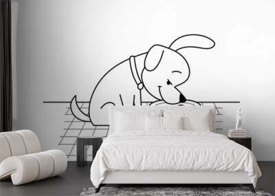 Dog coloring page design illustration and coloring page white and black design concept  Wall mural