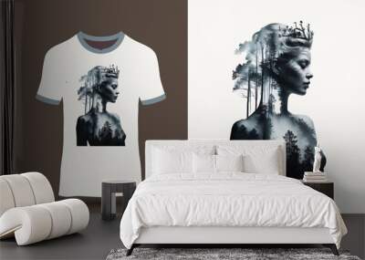 white t-shirt with nature,s daughtter design. Wall mural