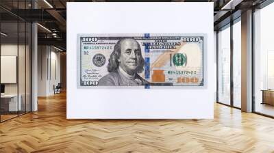 One hundred dollar bill isolate on a white background Wall mural