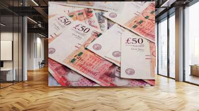 UK pound,money of United kingdom close up on white, Pound UK note Wall mural