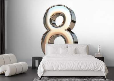 Elegant Shiny Number 8 Captured Against a Clean Backdrop – Symbolizing Infinity and Balance in a Contemporary Style Wall mural