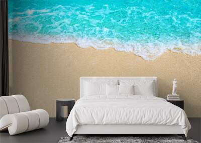 Summer sandy beach Background / wave, sea and sand for free space for you to put text.. Wall mural