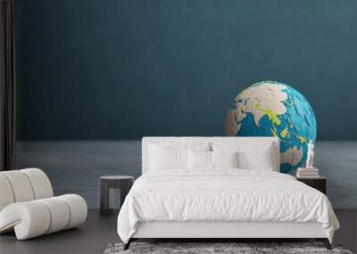 A globe split in two by a high wall of tariffs and sanctions, global division, trade war concept Wall mural