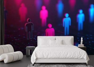 Cybersecurity awareness, people interacting with secure networks, 3D illustration Wall mural