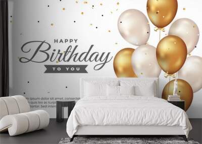 happy birthday greeting template with balloon and Wall mural