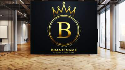 Letter B gold  luxury crown logo concept Wall mural