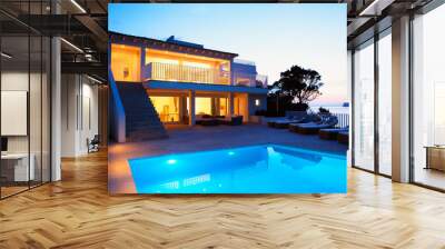 view of a modern house with pool Wall mural