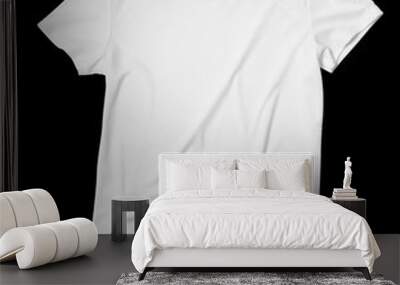 Front side of a white t-shirt on a black background. Mock-up. Cut background. Wall mural