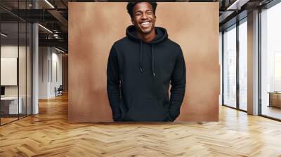 Illustration of a fashion portrait with plain hoodie mockup, AI Generated Wall mural