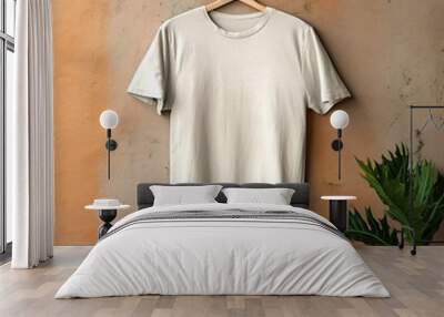 Illustration of a white plain t-shirt mockup, AI Generated. Wall mural