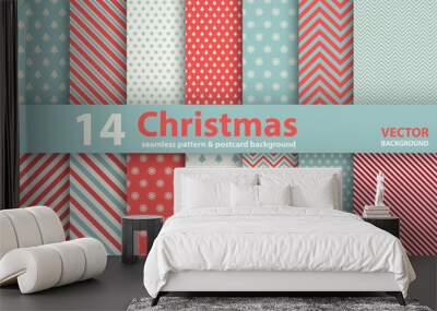 Set of Christmas patterns and seamless background Wall mural