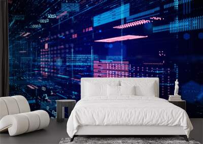 Digital cyberspace and data network connections. Transfer digital data high-speed internet. Technology digital data in the future background concept. Wall mural