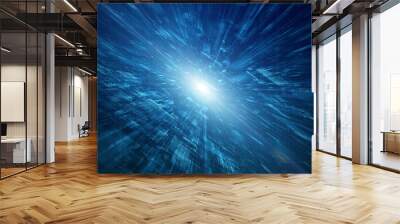 Digital cyberspace futuristic, Digital data matrix flowing and lighting, High speed connection data analysis process abstract background. 3d rendering Wall mural