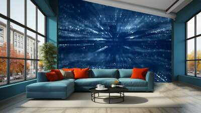 Digital cyberspace with particles and Digital data network connections concept. Wall mural