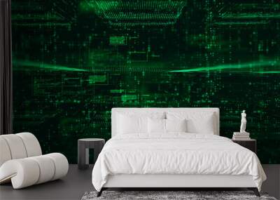 Digital matrix particles and grid abstract background Wall mural