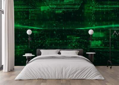 Digital matrix particles and grid abstract background Wall mural