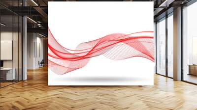 Red abstract wave wallpaper modern design with copy space. Vector illustration Wall mural