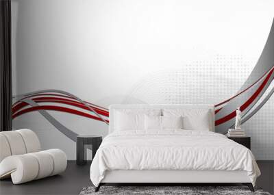 Red and gray abstract wave background. Vector illustration Wall mural