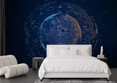 Technology Network BIG Data Connection, Digital Network and Cyber Security Concept, Global Network 5g High-Speed Connection Background Wall mural