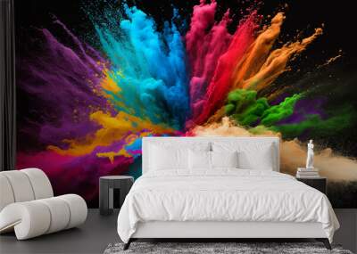 holi powder exploding in the air. Generative AI	 Wall mural