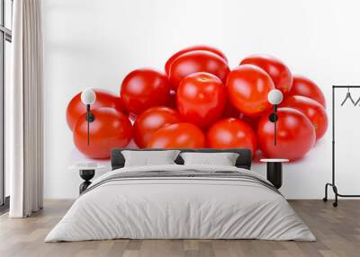 Pile of red grape tomatoes isolated on white background Wall mural