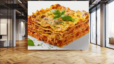 Gourmet Pumpkin Lasagna Presentation with Layers of Cheese and Savory Pumpkin Filling, Culinary Advertising Shot, on White Background Wall mural