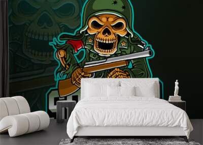 Skull army esport mascot logo Wall mural