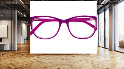 Eyeglass frames, lenses, various colors, both metal and plastic, on a beautiful colored background. Wall mural