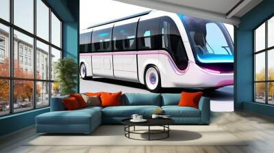 futuristic electric vehicle bus, white background, Generative AI Wall mural