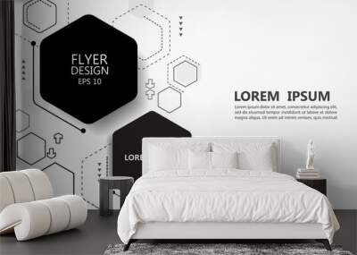 abstract geometric hexagon white background Wall mural