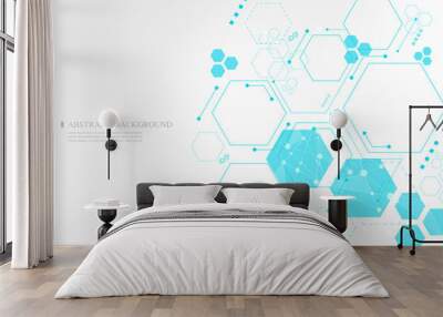 abstract hexagon geometric vector design. Wall mural