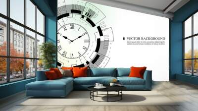 Abstract technology clock vector white background Wall mural