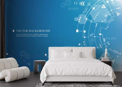 Abstract vector technology communication network.Cyber technology background Wall mural