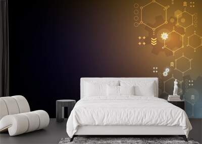 Abstract vector technology geometric hexagon pattern Wall mural