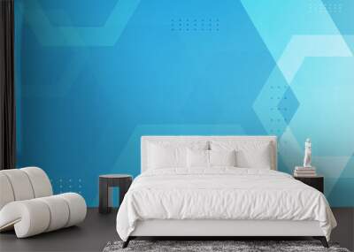 Geometric vector hexagon futuristic blue background Wall mural