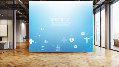 Modern blue medical background.futuristic.medical icons.technology wallpaper. Wall mural