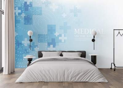 Vector medical background.Geometric cross shape Wall mural