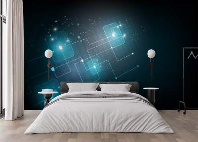 Vector technology network.geometric technology connection concept Wall mural