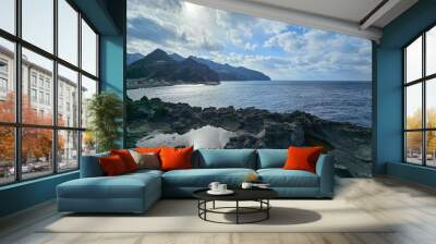 Beautiful sky and sea scenery with clouds Wall mural