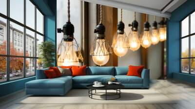 cafe design light bulbs Wall mural