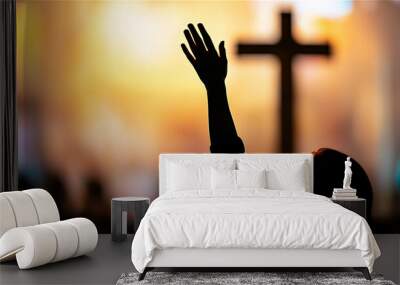 those who raise their hands and praise the cross Wall mural