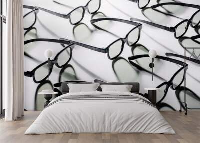 3d glasses on a white background. Eyeglasses frames texture. Wall mural