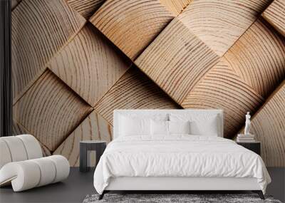 Background made of wooden cubes Wall mural