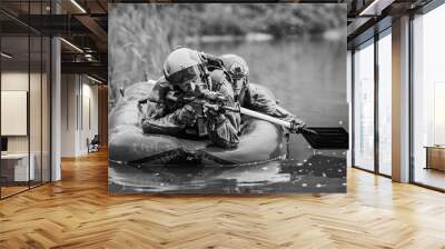 rangers during the military operation in water.. Wall mural