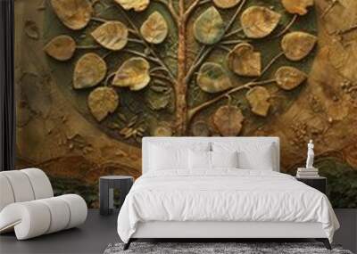 An animation shows a tree planted with human rights on each leaf, blooming in an equal garden on clear soil. Wall mural