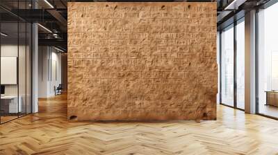 Enigmatic hieroglyphic stele texture background, mysterious and engraved stone tablet, ancient and cryptic surface Wall mural