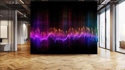 Equalizer and sound wave effect neon lights wave. Generative AI Wall mural