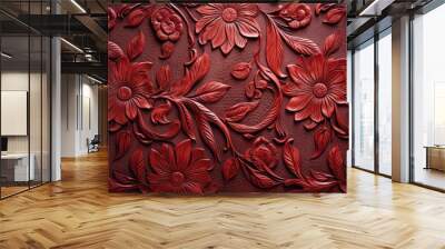 Leather floral pattern background. Pakistani ornamental pattern. Wall mural