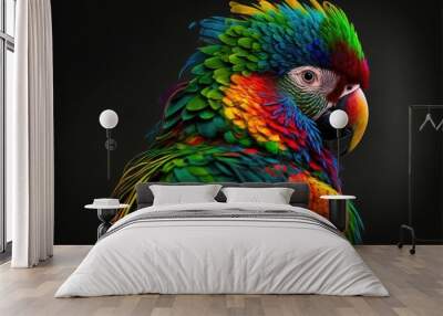 Parrot with colorful feathers. Generative AI Wall mural