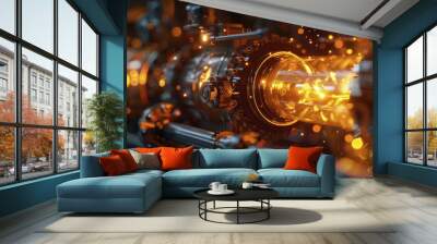 Transforming industrial waste heat into warm abstract glows of reused energy energizes sustainability efforts. Wall mural